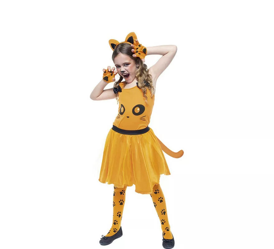 Translation missing: en.Disfraz de Gatita Naranja en vestido para niña