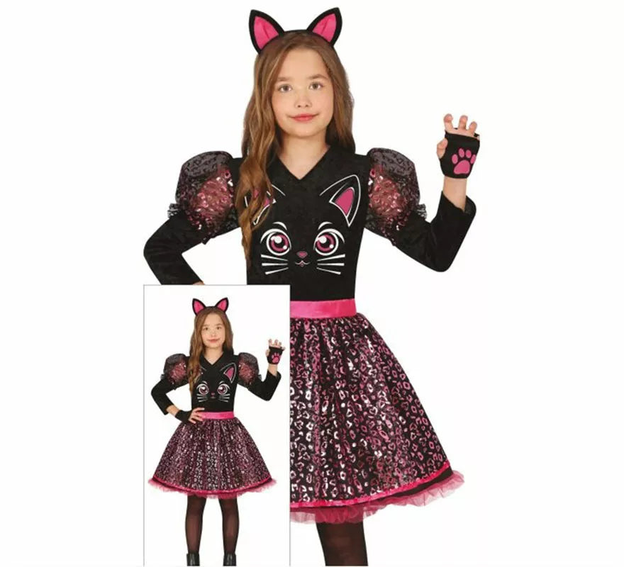 Disfraz de Gatita presumida negra para niña