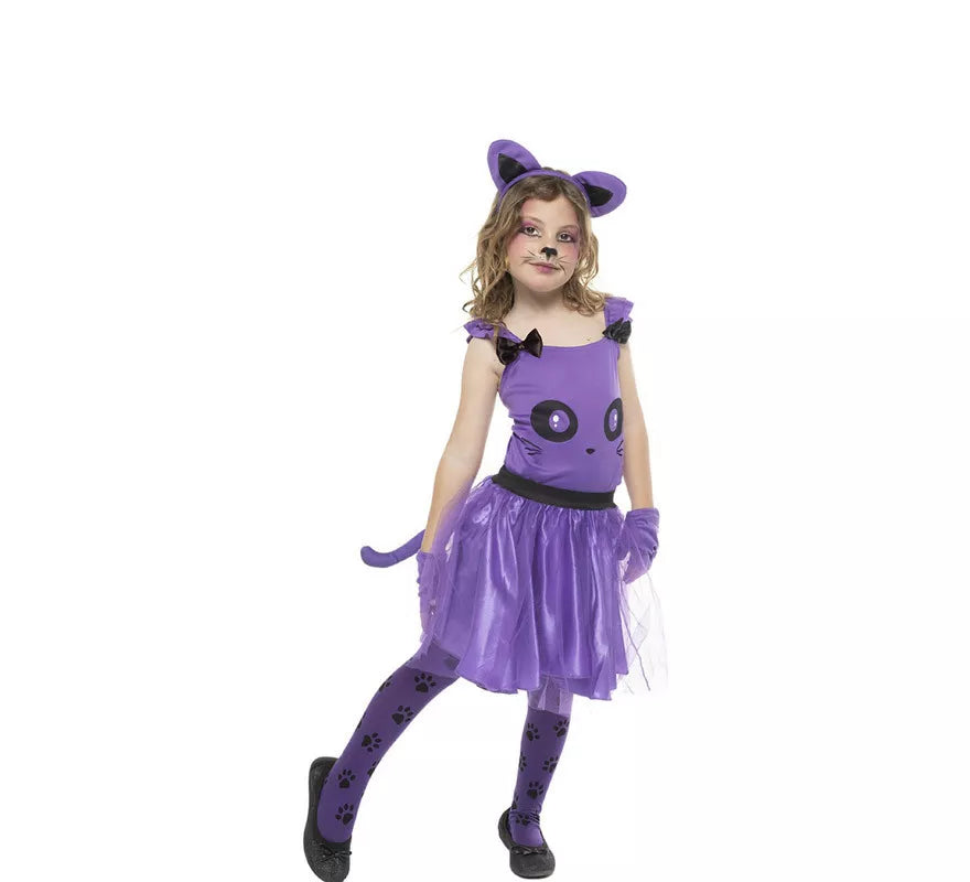 Translation missing: en.Disfraz de Gatita Púrpura en vestido para niña