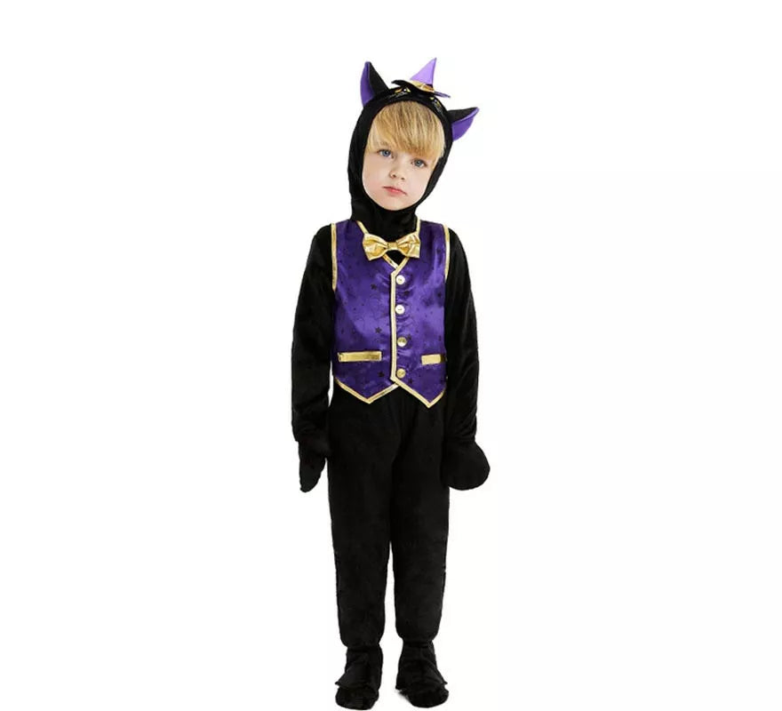 Disfraz de Gatito en traje con capucha y pajarita para bebé y niño