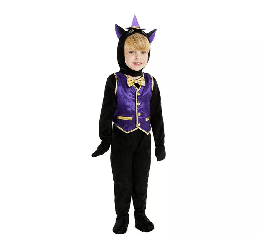 Translation missing: en.Disfraz de Gatito en traje con capucha y pajarita para bebé y niño
