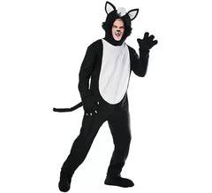 Black and white furry cat costume for adults
