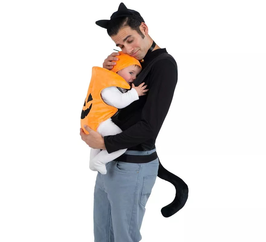 Translation missing: en.Disfraz de Gato y Calabaza con cubremochila para adulto y bebé