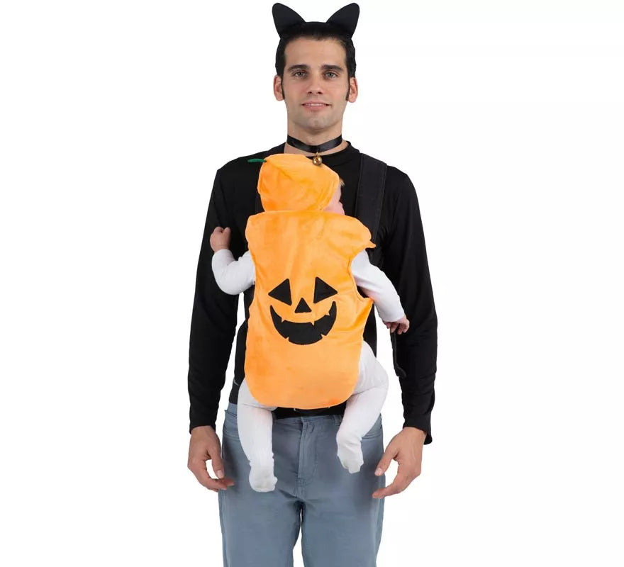Translation missing: en.Disfraz de Gato y Calabaza con cubremochila para adulto y bebé