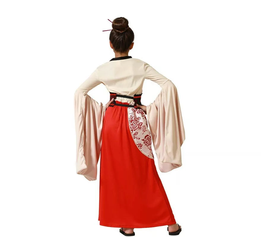 Disfraz de Geisha beige para niña