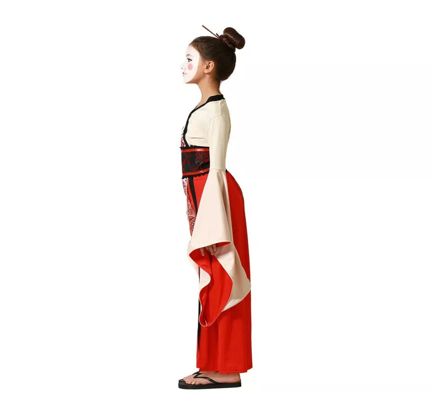 Disfraz de Geisha beige para niña
