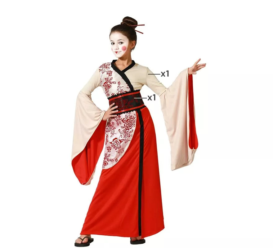 Disfraz de Geisha beige para niña
