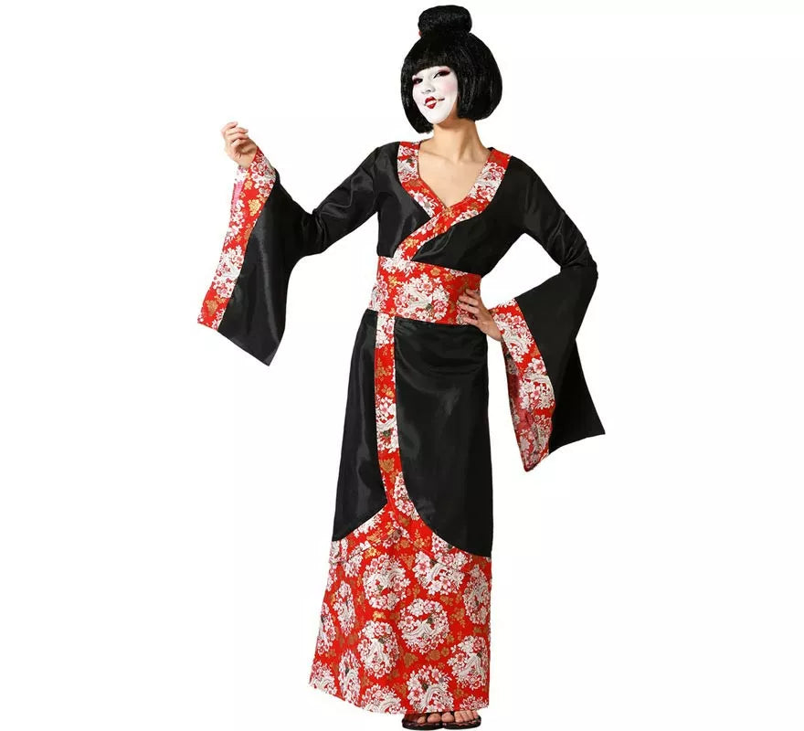 Translation missing: en.Disfraz de Geisha clásica negro y rojo para mujer
