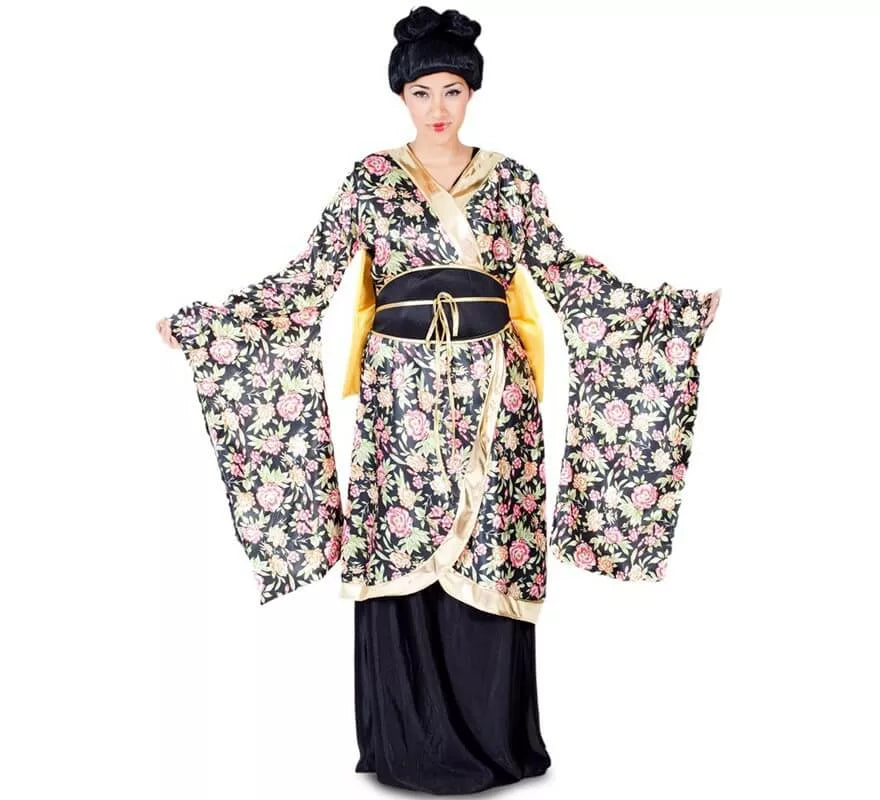 Disfraz de Geisha con flores para mujer