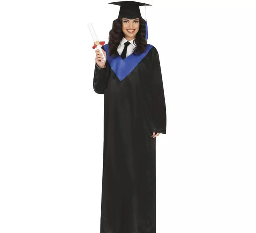 Disfraz de Graduado negro y azul adulto