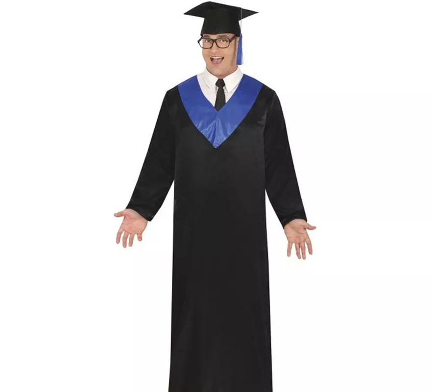Disfraz de Graduado negro y azul adulto