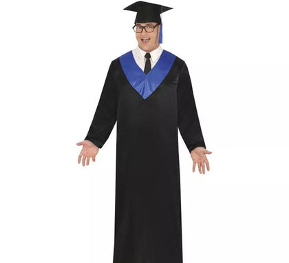 Disfraz de Graduado negro y azul adulto
