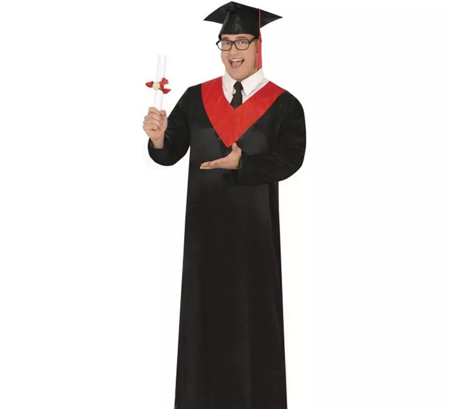 Disfraz de Graduado negro y rojo adulto