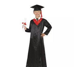 Fato de pós-graduação vermelho e preto para crianças e adolescentes