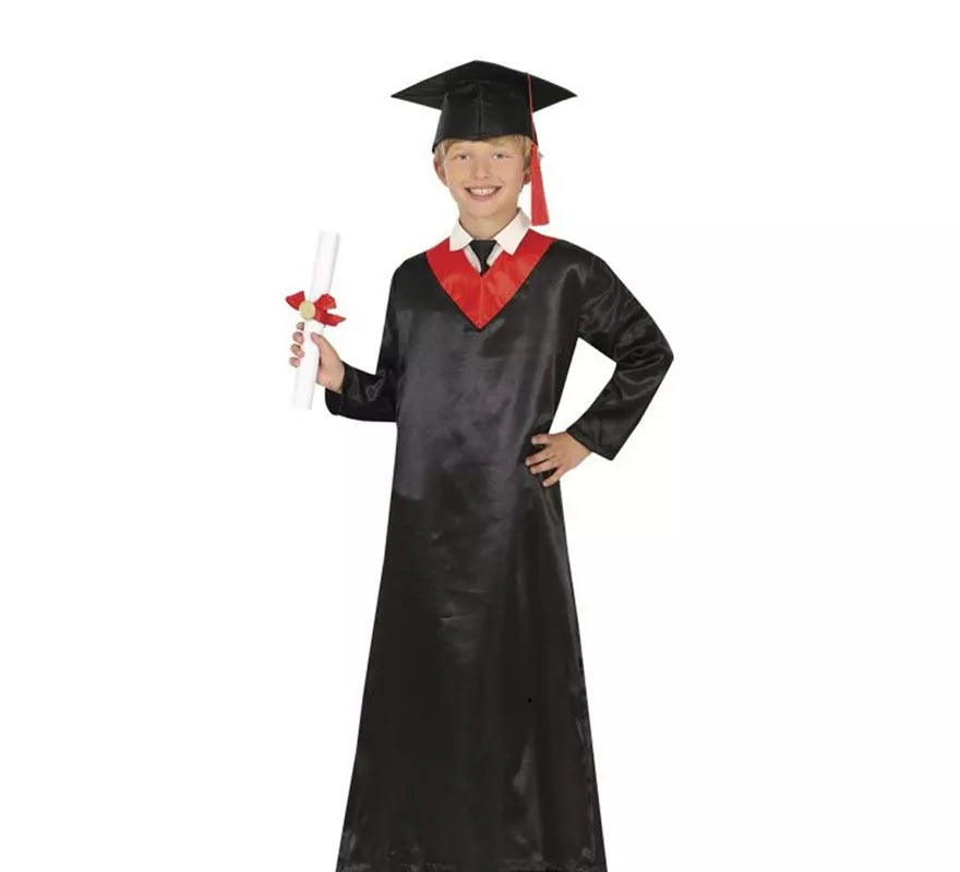 Translation missing: en.Disfraz de Graduado rojo y negro para niños y adolescentes