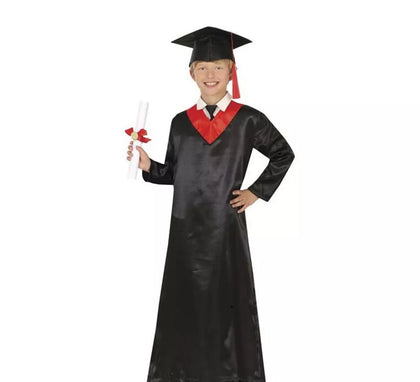 Disfraz de Graduado rojo y negro para niños y adolescentes