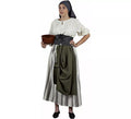Disfraz de Granjera Medieval verde y blanco para mujer