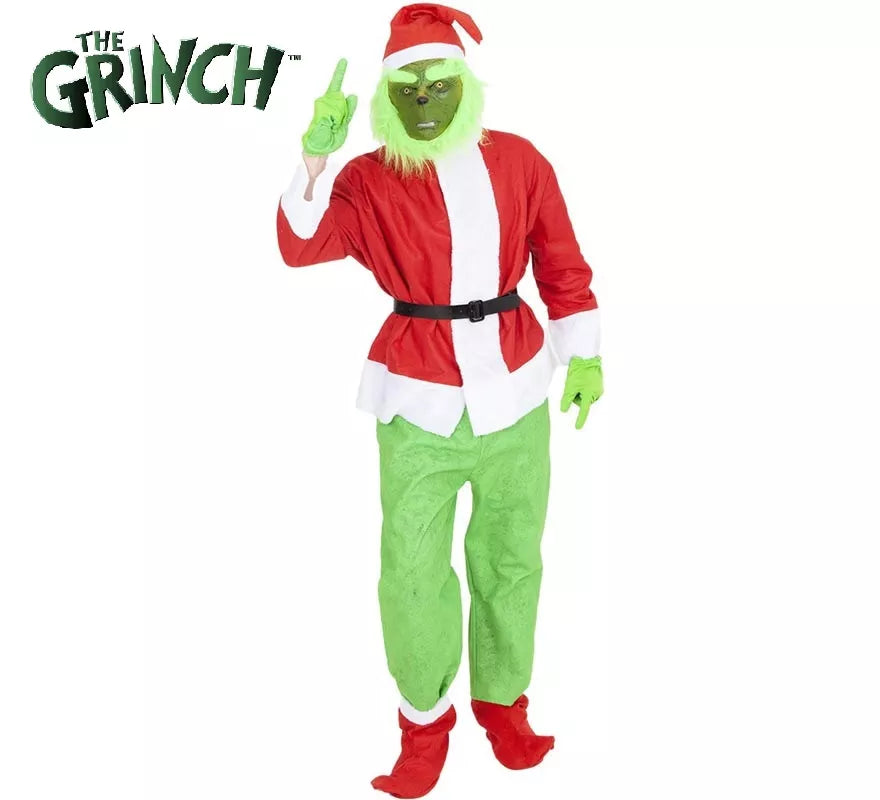 Disfraz de Grinch con gorro y máscara para hombre