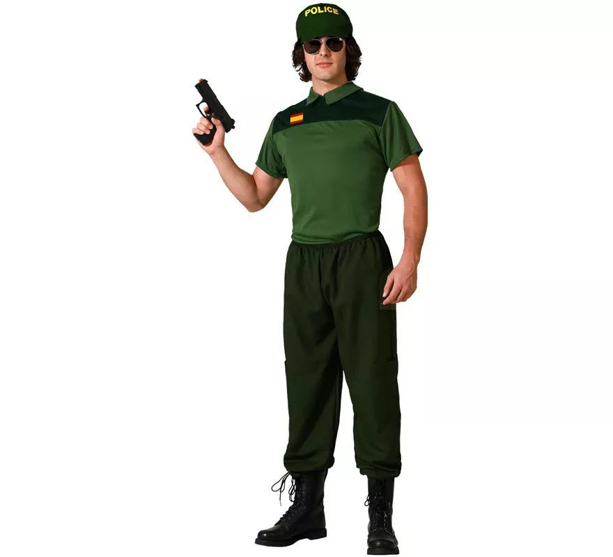 Translation missing: en.Disfraz de Guardia Civil verde y negro para hombre