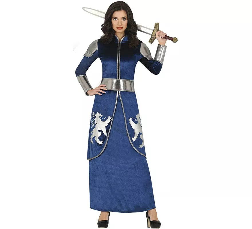 Translation missing: en.Disfraz de Guerrera Medieval azul y plateado para mujer
