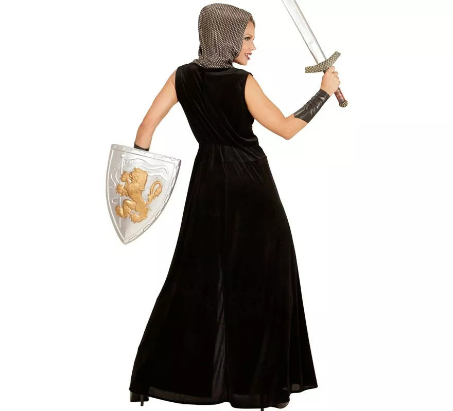 Translation missing: en.Disfraz de Guerrera Medieval negro con capucha para mujer