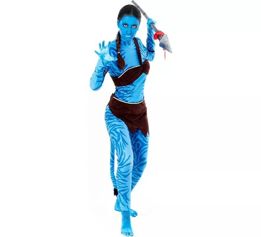 Disfraz de Guerrera Tribal azul para mujer