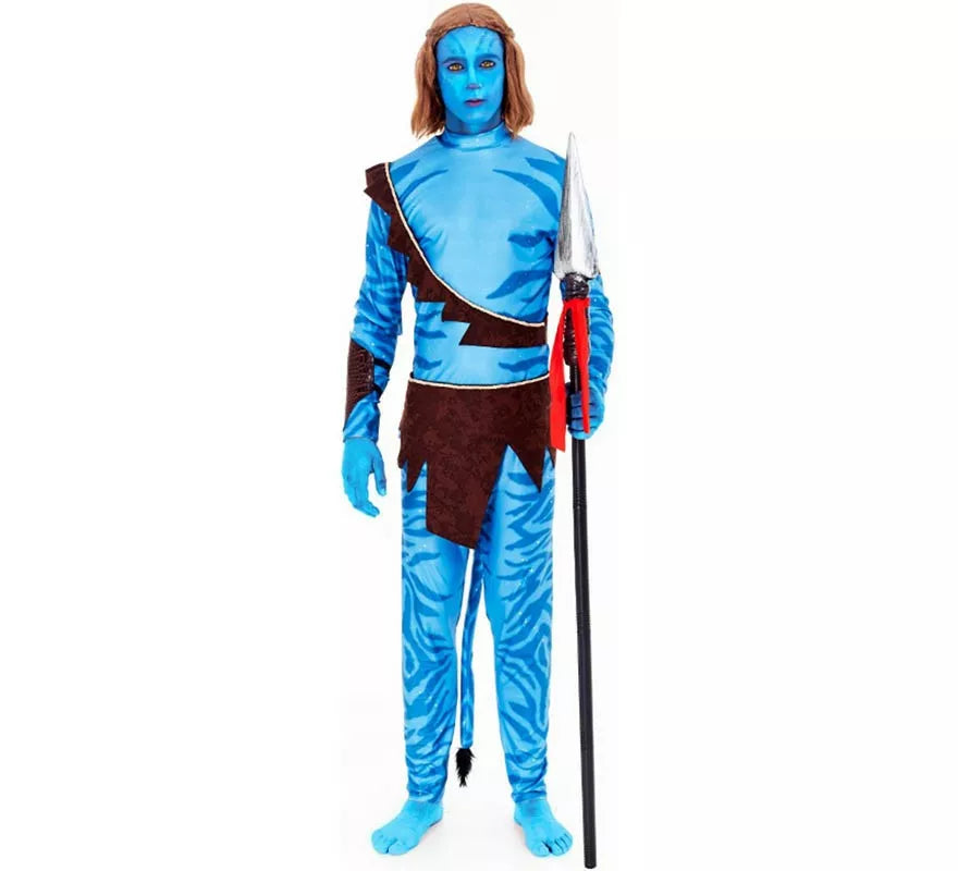 Disfraz de Guerrero Tribal azul para hombre