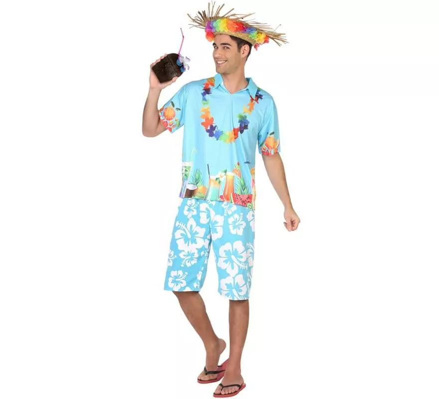 Translation missing: en.Disfraz de Hawaiano azul para hombre