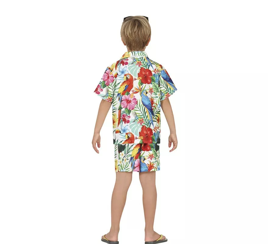 Disfraz de Hawaiano blanco Tropical para niño