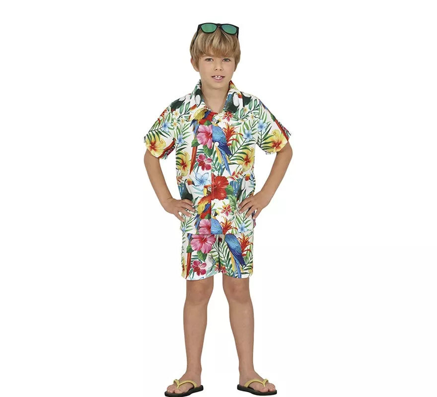 Disfraz de Hawaiano blanco Tropical para niño