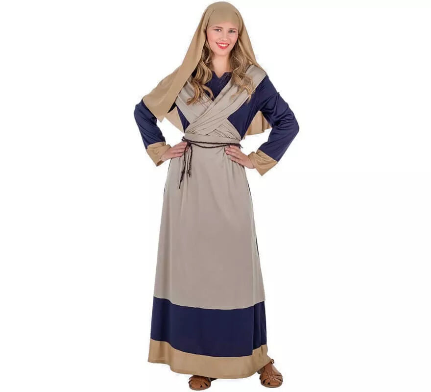 Disfraz de Hebrea Marrón y Azul para mujer