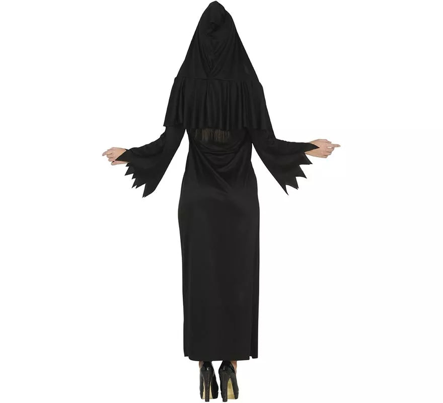 Disfraz de Hechicera Satánica Negra con capucha para mujer