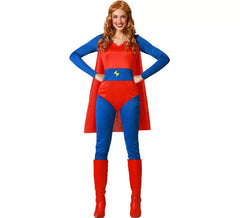 Red and blue Comic Book Heroine costume for women