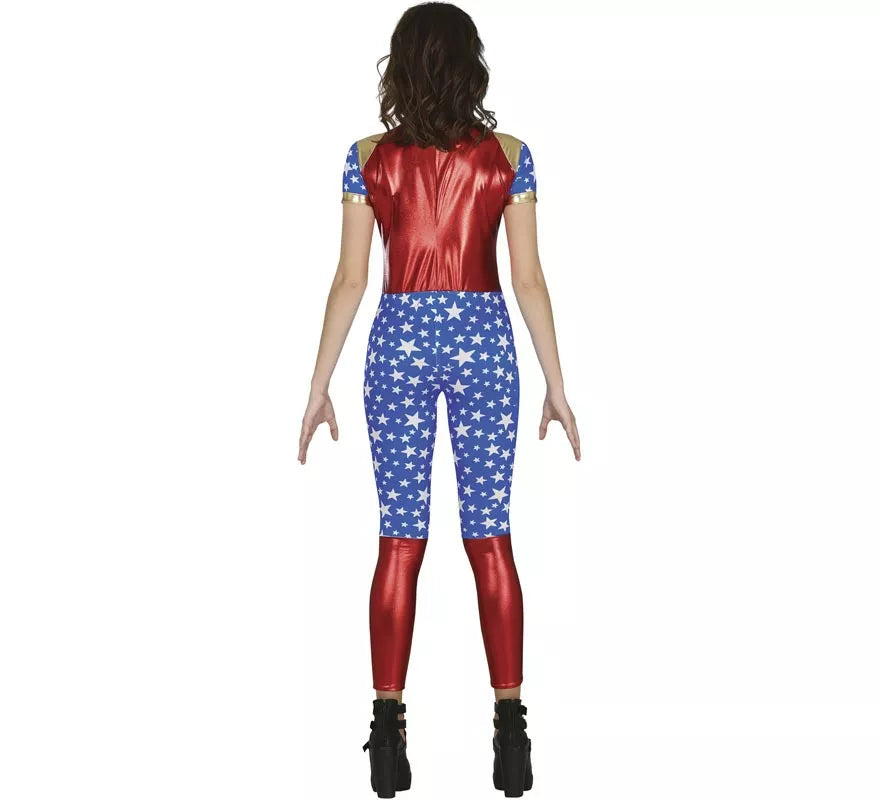 Translation missing: en.Disfraz de Heroína Estrella rojo y azul para adolescente