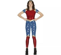 Red and blue Star Heroine costume for teenagers