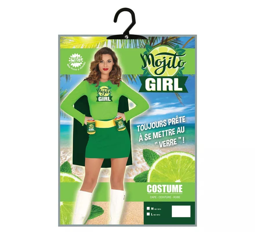 Disfraz de Heroína Mojito con capa para mujer