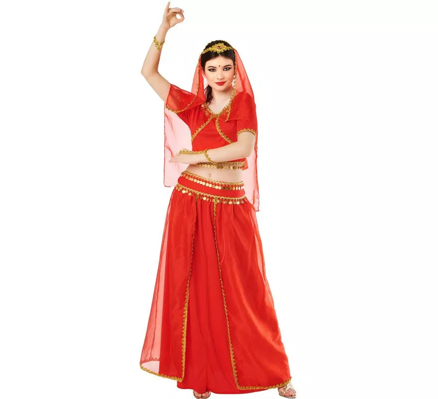 Disfraz de Hindú Bollywood rojo vibrante para mujer