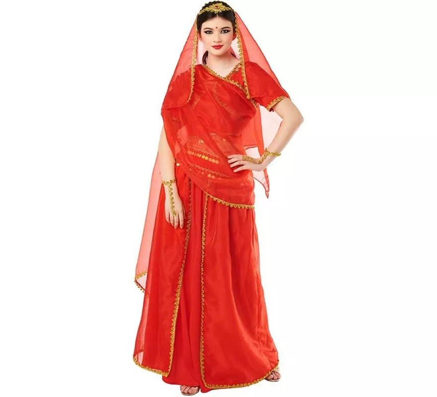 Translation missing: en.Disfraz de Hindú Bollywood rojo vibrante para mujer
