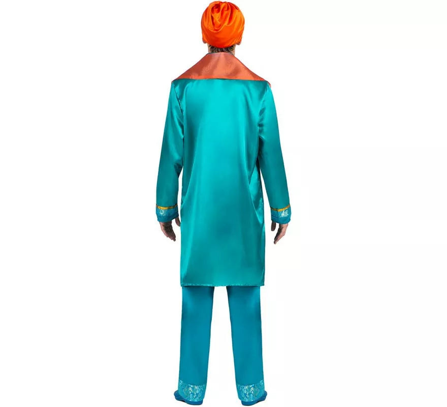 Disfraz de Hindú Elegante azul y naranja para hombre