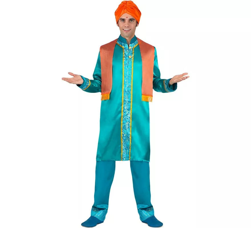 Translation missing: en.Disfraz de Hindú Elegante azul y naranja para hombre