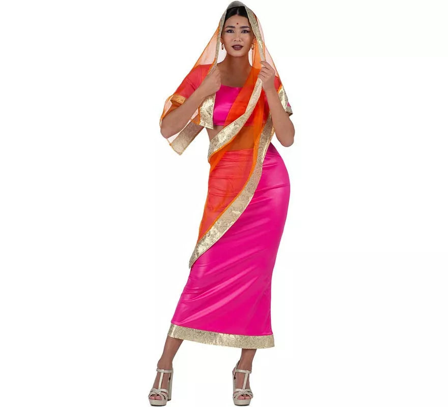 Translation missing: en.Disfraz de Hindú Elegante fucsia y naranja para mujer