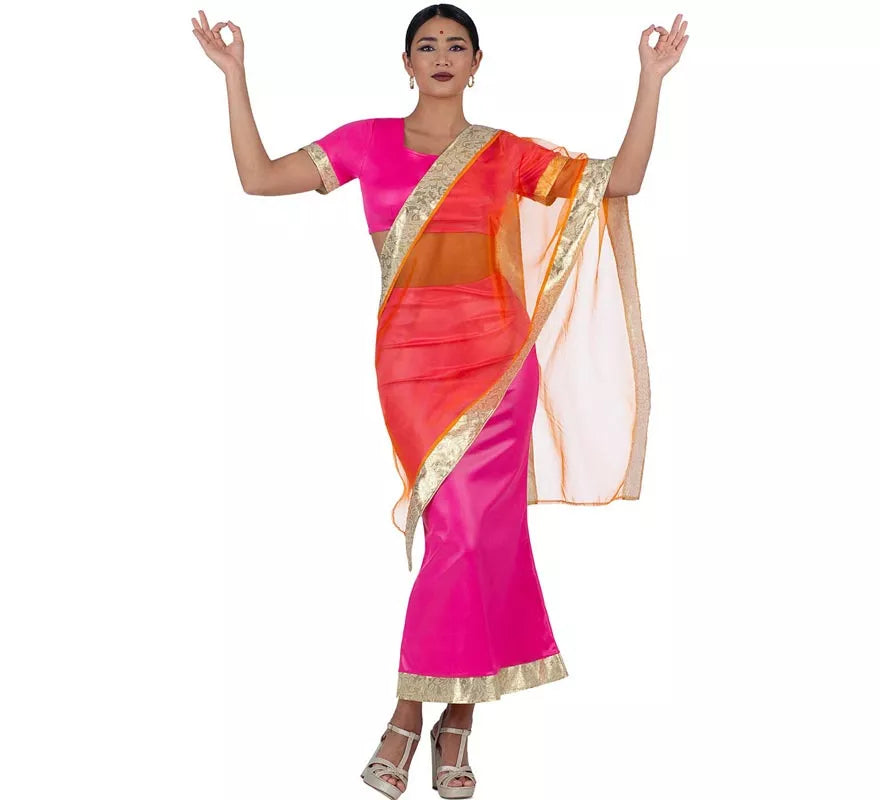 Translation missing: en.Disfraz de Hindú Elegante fucsia y naranja para mujer