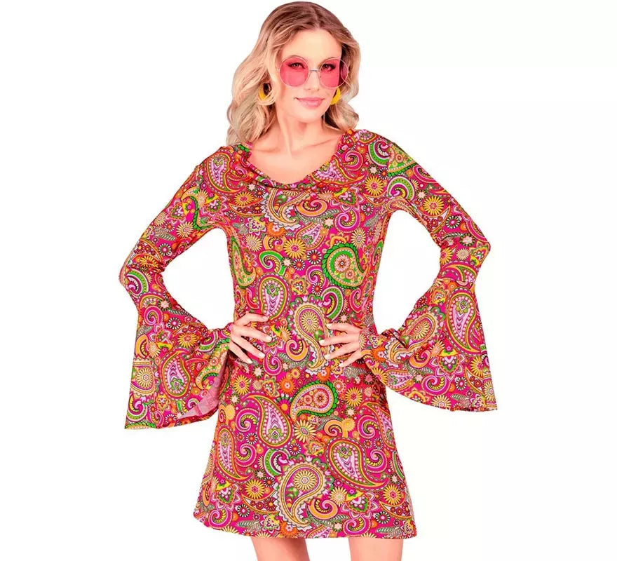 Disfraz de Hippie años 60 Fashion Paisley para mujer
