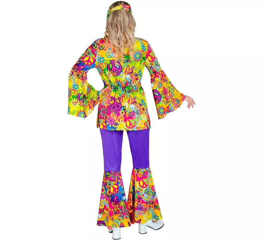 Disfraz de Hippie años 60 Fashion Paz y Amor para mujer