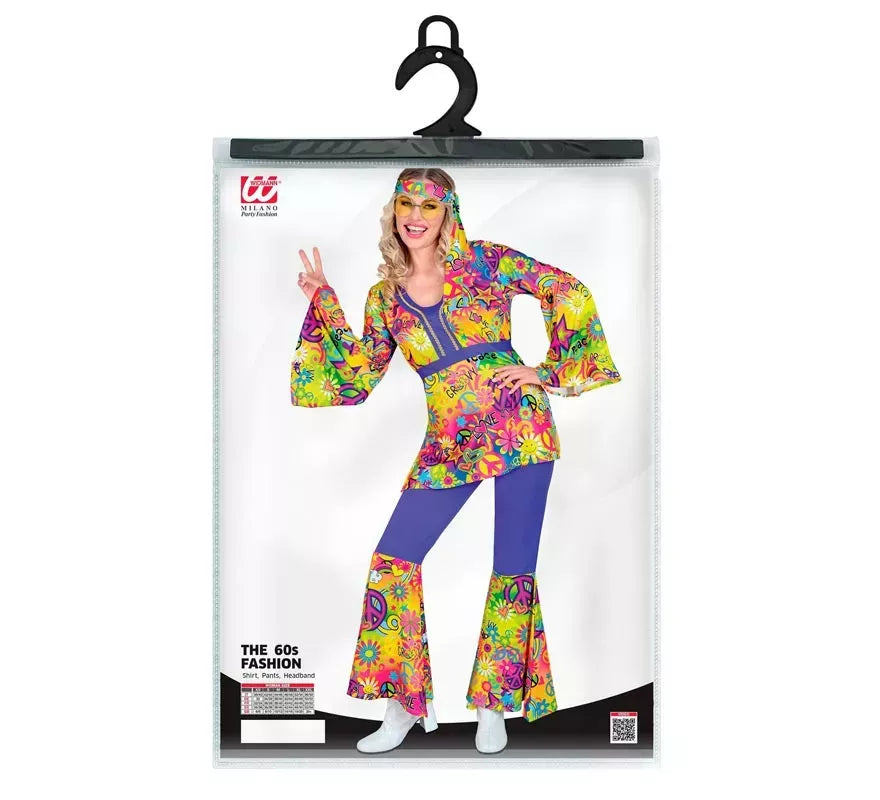 Disfraz de Hippie años 60 Fashion Paz y Amor para mujer