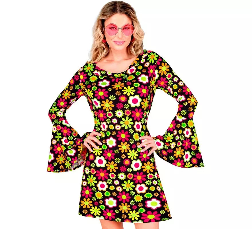 Translation missing: en.Disfraz de Hippie años 60 Floral oscuro para mujer