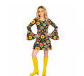 Disfraz de Hippie años 60 Flores Fashion para mujer