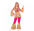 Disfraz de Hippie años 60 Flores fucsia para mujer