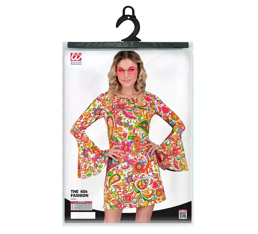 Disfraz de Hippie años 60 fucsia para mujer
