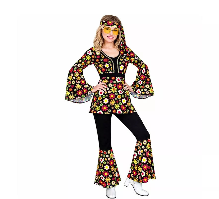 Disfraz de Hippie años 60 oscura para mujer